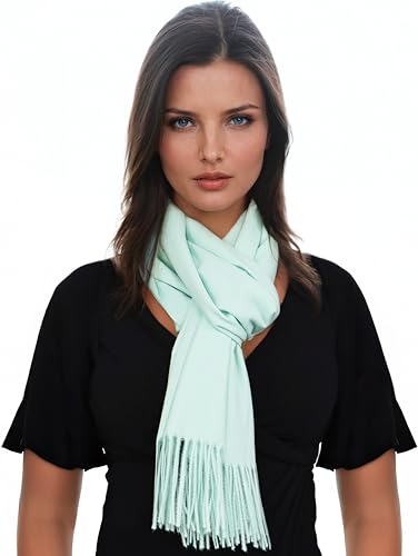 Ocomfly 100% Pashmina Scarf for Women - Premium Womens Scarves - Gift Boxed - Shawls or Wraps - Ultra Soft and Warm - color: Spring Green