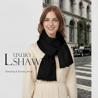 Shawl Wraps for Women Pashmina Shawls and Wraps for Evening Dresses Large Soft Scarf Winter Scarf Wedding Shawl… - color: Black