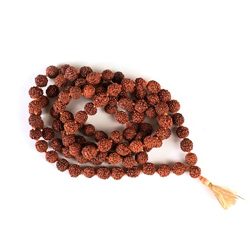 Certified 5 Mukhi Rudraksha Mala – 108 Beads (8mm) for Meditation, Jap & Healing – Natural Himalayan Seed Mala with Cotton Thread, Spiritual Gift