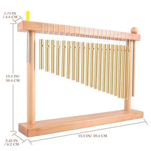 EASTROCK 20 Note Chime Table Wind Chime Bar Percussion Instrument Single Row Chime Hand Chimes Relaxing Meditation Healing Sound Desktop Decoration (Gold) - color: Gold