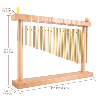 EASTROCK 20 Note Chime Table Wind Chime Bar Percussion Instrument Single Row Chime Hand Chimes Relaxing Meditation Healing Sound Desktop Decoration (Gold) - color: Gold
