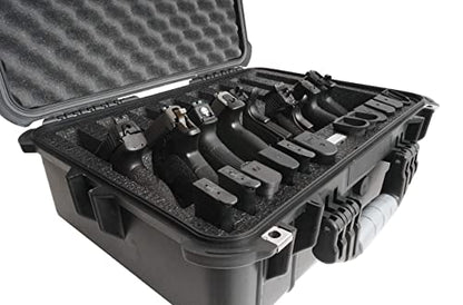 Case Club 8 Pistol and 12 Magazine Pre-Cut Heavy Duty Waterproof Case with Included Silica Gel Canister to Help Prevent Gun Rust - style: Standard Version