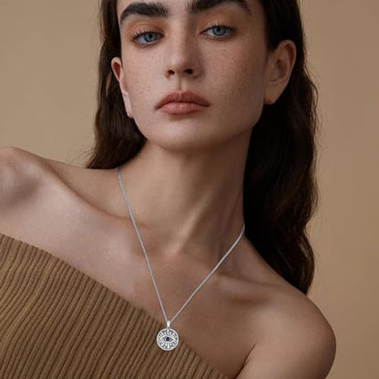 Evil Eye Necklace for Women 925 Sterling Silver, Protection Necklace with Blue Evil Eye Charm, Evil Eye/Lotus Pendant Jewelry, Birthday Christmas Gifts for Her - style: Blue Evil Eyes 05