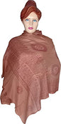 KVR Hindu Pooja Religious Cotton Indian prayer scarf with OM Krishna Ganesha Shiva Nataraja yoga spiritual auspicious prints - color: Brown-om