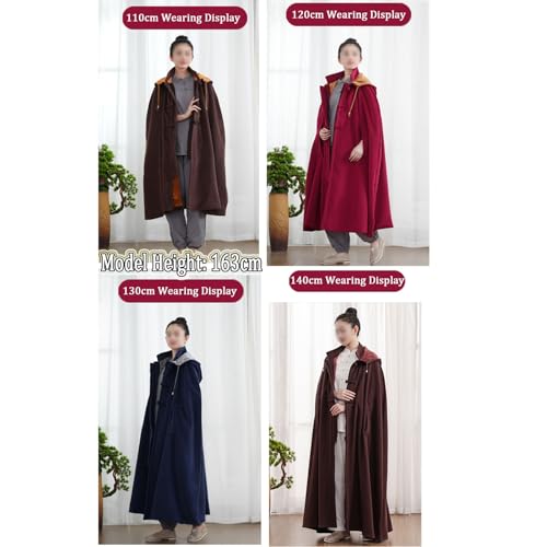 Women Men Meditation Hooded Cloak Double Layer Plush Thickened Coat Comfortable Warm Prayer Robe - color: Gray, size: X-Large
