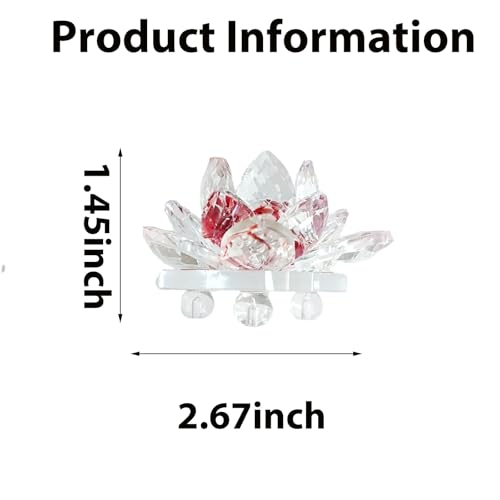 Crystal Lotus Flower Sculpture Decoration Elegant Centerpiece for Bedroom Relaxation and Wellness Interior Piece(Red)