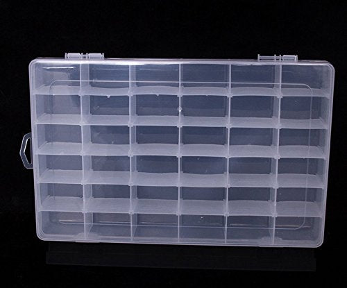 Kamay's Large Transparent Thick Hard 36 Grids Adjustable Compartment Slot Plastic Craft Storage Box Organizer For Toy Desktop Jewelry Accessory Drawer Or Kitchen Removable Dividers Container - style: XL36 Compartment Slot