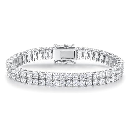 2 Rows Tennis Bracelets for Women Men - 18K Yellow Gold Plated 3mm Round Cut Cubic Zirconia Classic Tennis Bracelet, Size 6.5-8.5 Inch - color: White Gold - 2 Rows, size: 6.5 inch