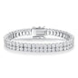 2 Rows Tennis Bracelets for Women Men - 18K Yellow Gold Plated 3mm Round Cut Cubic Zirconia Classic Tennis Bracelet, Size 6.5-8.5 Inch - color: White Gold - 2 Rows, size: 6.5 inch