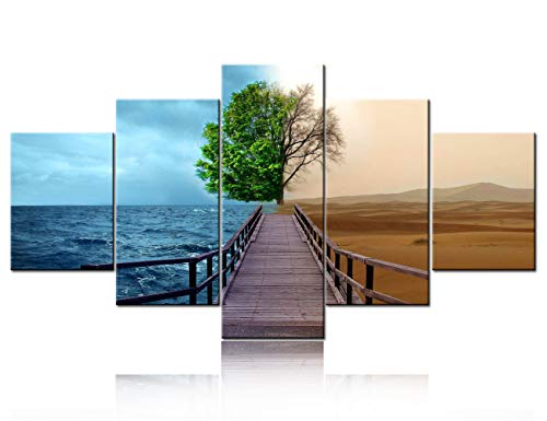 Large 5 piece Amazing Landscape Painting of Environmental concepts,Live and dead big tree Picture Home Decor Print on Canvas for Living Room Decoration Ready to Hang - 60"W x 32"H - color: Artwork-02, size: 60"W x 32"H