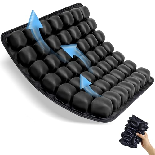 JNHEST Travel Seat Cushion, Without Pump Inflatable Seat Cushion for Long Flights, Press Design Air Portable Seat Travel Cushion, 49 Airbags for Car,Office,Stadium,Ergonomically Pressure Relief.