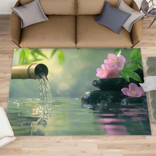 Zen Rug - 4x5 Rug, Meditation Rugs for Living Room Bedroom, Zen Stone Washable Rugs, Non Slip Classroom Carpet, Soft & Low-Pile - color: Zen#102, size: 4' x5' (Rectangular)