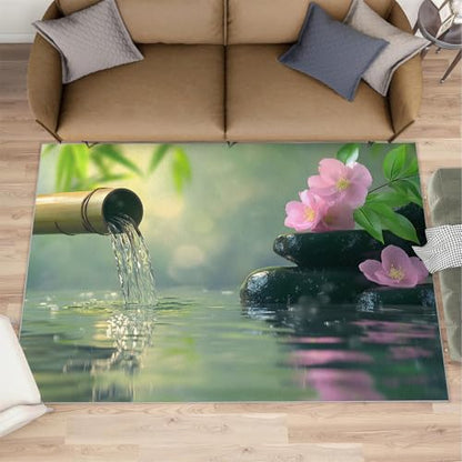 Zen Rug - 4x5 Rug, Meditation Rugs for Living Room Bedroom, Zen Stone Washable Rugs, Non Slip Classroom Carpet, Soft & Low-Pile - color: Zen#102, size: 4' x5' (Rectangular)