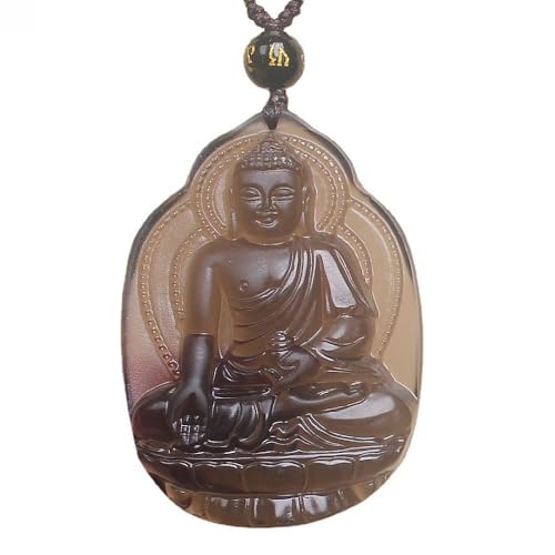 Natural black ice obsidian sakyamuni buddha Herbalist medicine buddha necklace Amulet pendant bead with adjustable chain for women or men