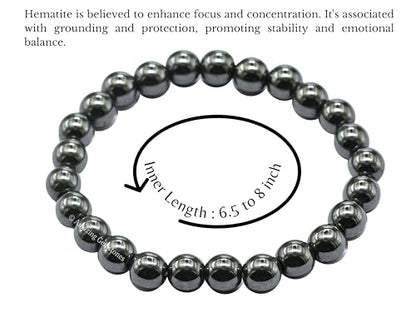 Amazing Gemstone Crystal Bracelet for Women Men's Gifts - Protection Healing Crystal Bracelet - 8mm Gemstone Beaded Stretchable Bracelet Pulseras Para Hombres Mujer Stocking Stuffers Mothers Day Gift (Hematite) - color: Hematite
