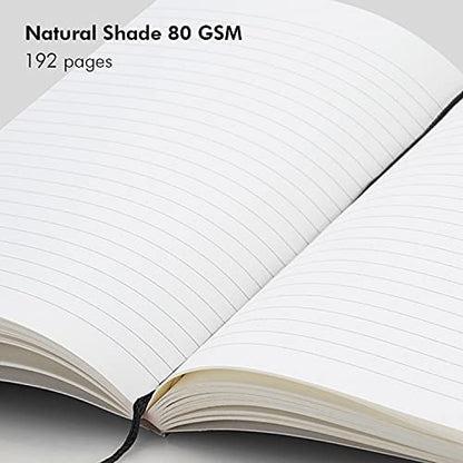 myPAPERCLIP Executive Series A5 Ruled Notebook | 192 Pages, 80 GSM, Soft Cover, A5 (5.83 x 8.27 in) | Flat Lay | Bookmark, Elastic Closure & Back Pocket | Black - color: Black, size: A5, Ruled