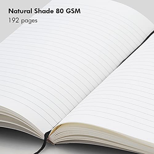myPAPERCLIP Executive Series A5 Ruled Notebook | 192 Pages, 80 GSM, Soft Cover, A5 (5.83 x 8.27 in) | Flat Lay | Bookmark, Elastic Closure & Back Pocket | Black - color: Black, size: A5, Ruled
