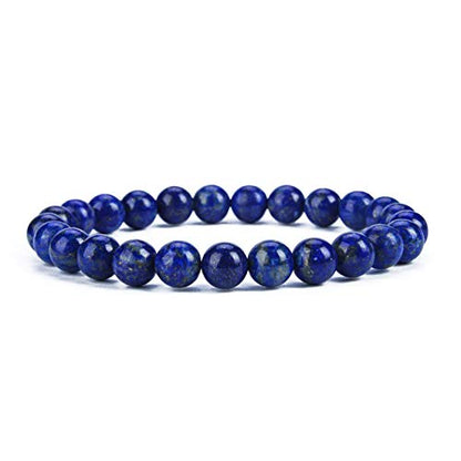 Cherry Tree Collection Gemstone Beaded Stretch Bracelet 8mm Round Beads 7" - color: Lapis