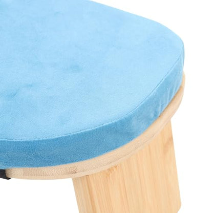 Yinhing Wooden Meditation Bench Ergonomic Detachable Kneeling Stool with Soft Cushion for Practice Includes Convenient Carry Bag Stylish Blue Design for Comfortable Meditation Sessions and (Blue) - color: Blue
