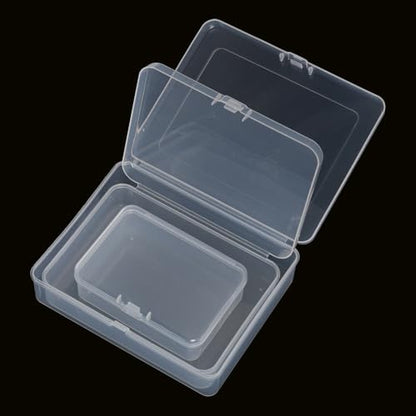 3Pcs Mixed Sizes Clear Plastic Jewelry Storage Box - Rectangular Mini Organizer Containers with Hinged Lids, Ideal for Small Items & Craft Projects