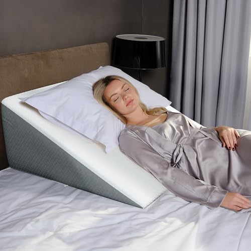 Kolbs Bed Wedge Pillow for Sleep Apnea, FSA Eligible Acid Reflux, and Back Pain Relief, with Chic Jacquard Cover - Headboard Wedges for Sleeping (Extra Wide 12" Height) - size: Extra Wide 12" Height
