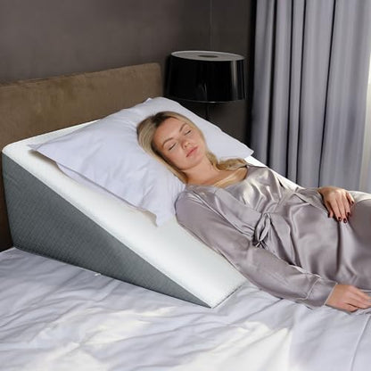 Kolbs Bed Wedge Pillow for Sleep Apnea, FSA Eligible Acid Reflux, and Back Pain Relief, with Chic Jacquard Cover - Headboard Wedges for Sleeping (Extra Wide 12" Height) - size: Extra Wide 12" Height