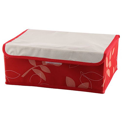 Ruilogod Floral Pattern Bra Underwear Socks Foldable Storage Box 8 Compartments Red Beige (id: 958 e9d d44 433 0c2