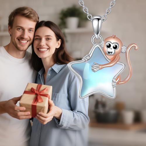 Animal Necklace 925 Sterling Silver Pendant Jewelry Gift for Women Animal Lover - style: Monkey
