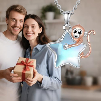 Animal Necklace 925 Sterling Silver Pendant Jewelry Gift for Women Animal Lover - style: Monkey