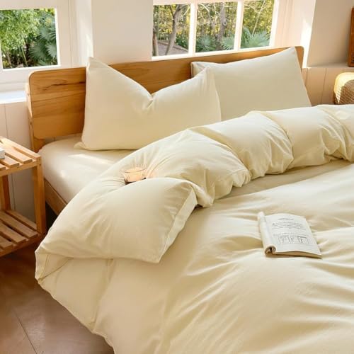 100% Washed Cotton Weighted Blanket Cover, Linen Feel Duvet Cover for Weighted Blanket 88"x104", Plain Simple Cotton Heavy Blanket Duvet Cover (Cream White, 88"x104") - color: Cream White (No Blanket), size: 88"x104"