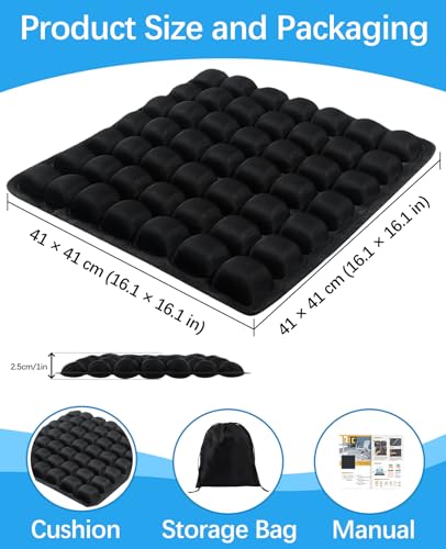 Inflatable Seat Cushion, Airplane Seat Cushion for Long Flights – Breathable 3D Air Cell Cushion，Suitable for Long Flights Office, Wheelchair, Cars,Easy to Carry,Charcoal - color: Charcoal