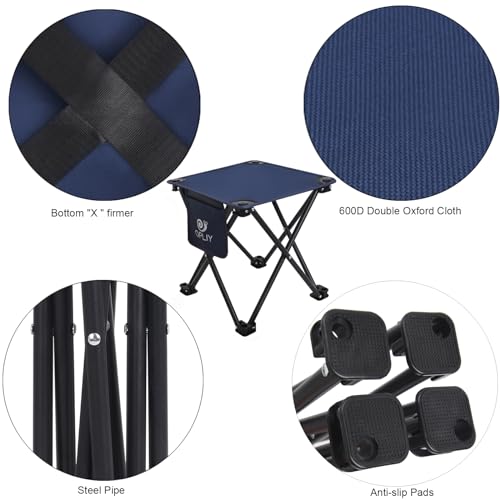 Opliy Camping Stool, Folding Small Chair Portable Camp Stool for Camping Fishing Hiking Gardening and Beach, Camping Seat with Carry Bag (Blue) - color: Blue