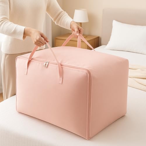 XL Large Capacity Non-Woven Fabric Storage Bag - New Packing Bag for Clothes and Quilts,Pink - color: Pink