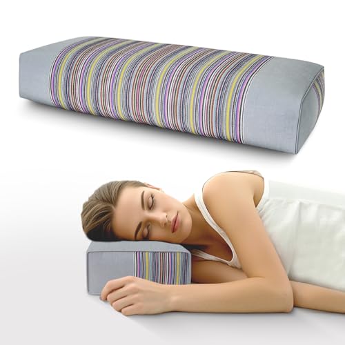 Adjustable Buckwheat Hull Pillow for Neck Pain Relief (21x8x4in) Natural Cooling Cervical Support Organic Pillow for Side & Back Sleepers with Night Sweats (Grey) - color: Grey