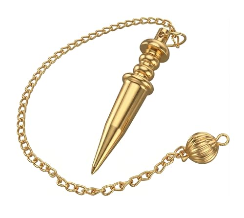 Brass Metal Light Weight Solid Cone Point Healing Dowsing Metaphysical Reiki for Divination and Meditation Brass Pendulum - color: Copper Metal Teardrop