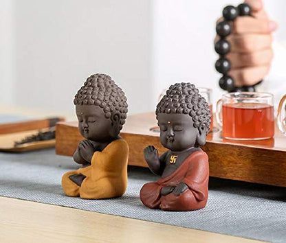 DMtse Buddha Zen Meditation Sitting Ceramic Figurines for Home Decor Accents, Living Room Bedroom Office Decoration Bookshelf TV Stand Decoration Tea Ceremony Sculptures Collection