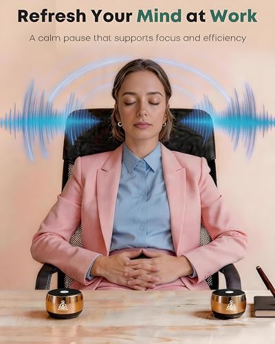 M3 Zen Frequency Sound Machine | Portable Meditation Chime for Deep Calm, Anxiety Relief & Sleep Aid | Screen-Free Alternative to Kinetic Sand Art | Includes Carry Bag - color: Gold