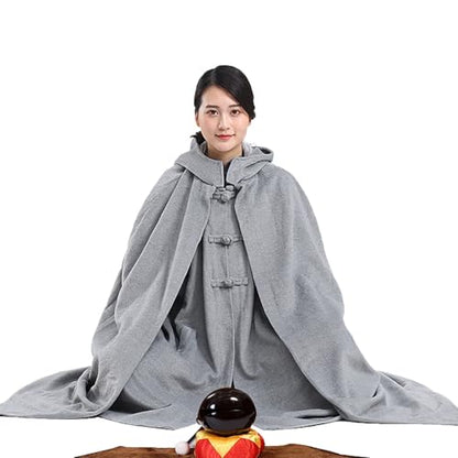Meditation Buddhist Hooded Cloak Coat,Meditation Cloak Cape for Men and Women,Thickened Meditation Cloak,Meditation - color: Coffee, size: XX-Large