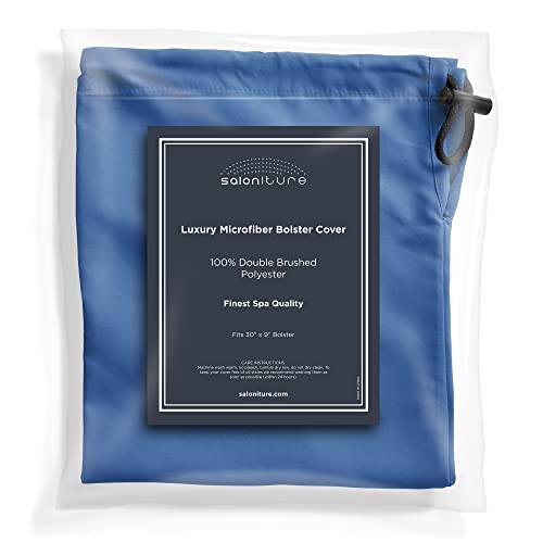Saloniture Microfiber Cylinder Pillow Case Cover for Massage Table Bolsters - 30 x 9 Inch with Drawstring Closure, Navy - color: Navy