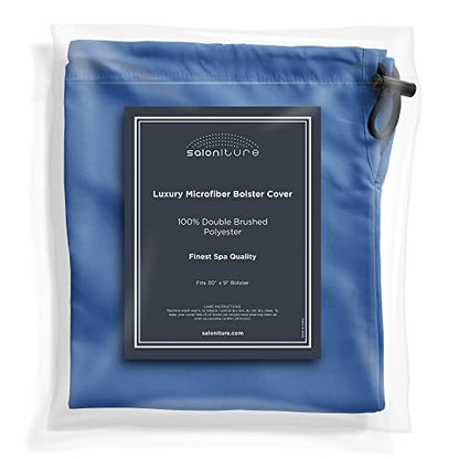 Saloniture Microfiber Cylinder Pillow Case Cover for Massage Table Bolsters - 30 x 9 Inch with Drawstring Closure, Navy - color: Navy