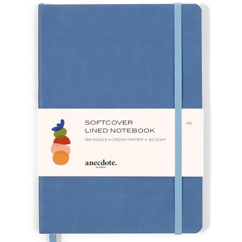 Softcover Ruled Journal with Thick 80 gsm Lined Cream Paper A5 size (8.3 inches x 5.4 inches) - Daily Writing Notebook for Travel, School and Office Use - Diary for Women and Men - French Blue - color: French Blue