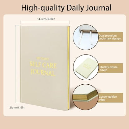 Gratitude Journal for Women & Men – Daily Mindfulness Journal with Positivity Tracker, Happiness Exercises, and Guided Reflective Writing – Self-Care Journal for Personal Growth (Beige) - color: Beige