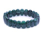 Keleny Semi Precious Stones 14mm Faceted Oval Beads Crystal Rock Elastic Bangle 7.5 Inch - color: Dark Green African Jade