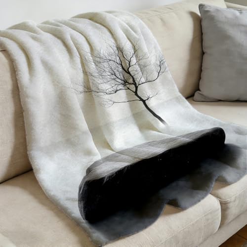 Zen Stones Throw Blanket Ink Wash SPA Decorative Blankets Orchid Rocks Flannel Blanket Black White Gray Meditation Plush Throw for Living Room Bedroom Home Decor 59"x78" - color: Red, size: 59"x78"