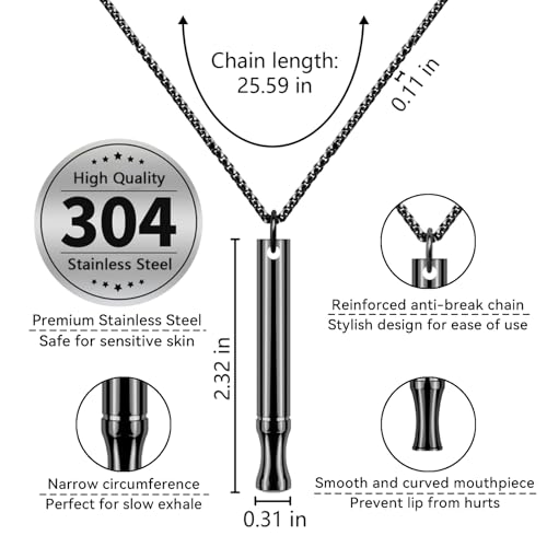 LAMKHOO 2 Pcs Breathing Necklace to Quit Smoking and Vaping - Refillable Essential Oil Diffuser, Fidget Necklace for Anxiety Relief, Smokeless Inhaler with 8 Cotton Pods - color: Odorless