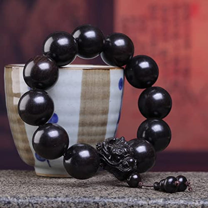 Zen Dear Unisex Natural Ebony Wood Buddhist Prayer Bead Necklace Bracelet Tibetan Prayer Mala Beaded Black - style: 20mm 12beads Long's Head