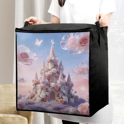 Cloud Castle Storage Bag Portable Closet Organizer Storage Bags Quilt Storage Bags with Zippered Breathable Storage Bag with Carry Handles for Blanket Pillow Bedding