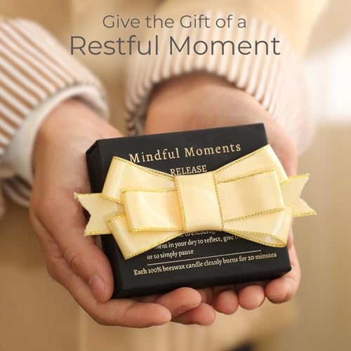 Mindful Meditation Candle Set with 12 Mini Taper Beeswax Candles with Brass Holder for Prayer & Reflection, Relaxation Gifts for Women Stress, Serenity Thinking of You Gift - size: 1 Pack