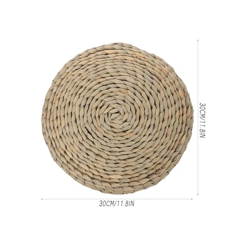 BESPORTBLE Hand-Woven Straw Yoga Meditating Cushion 30x30cm Cotton Filled Tatami Floor Pad for Home Meditation and Yoga Practice