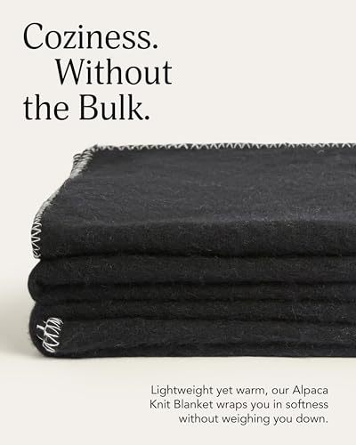 UnHide Knit Alpaca Blanket - 60" x 80" Ultra-Soft & Lightweight Throw - Made with Alpaca & Merino Wool - Sustainable & Ethically Sourced - Night Owl - color: Night Owl, size: Alpaca (60" x 80")